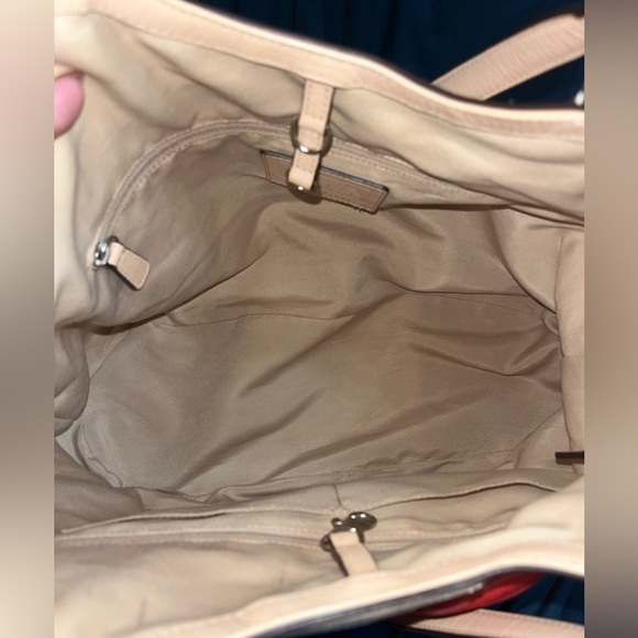 COACH Large Orange Signature Exotic Stripe Leather Shoulder Strap Tote Bag - Picture 11 of 16